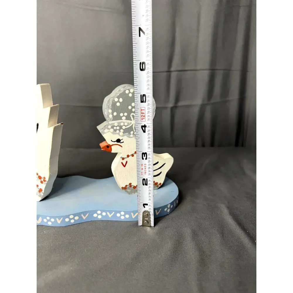 Cottage Core Wooden Duck Decor Hand Painted